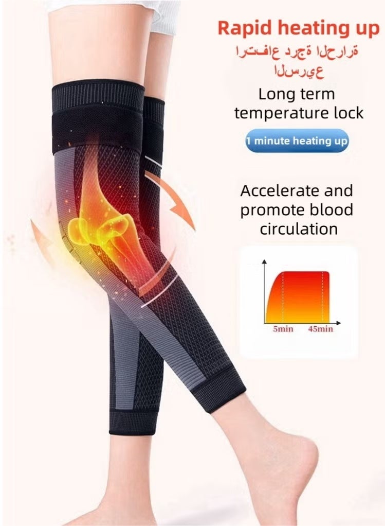 PYC 2 Pcs Full Leg Compression Sleeves & Knee Braces, Adjustable Sports Support for Men Women, Elastic Knee Pads for Running, Weightlifting, Joint Pain Relief, Meniscus Tear Arthritis - Image 4