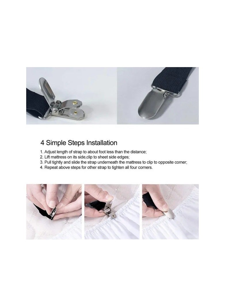 1 Pair Crisscross Adjustable Sheet Fasteners, 2 Ways Use Bed Suspender Cover Grippers Straps Holders - Image 5