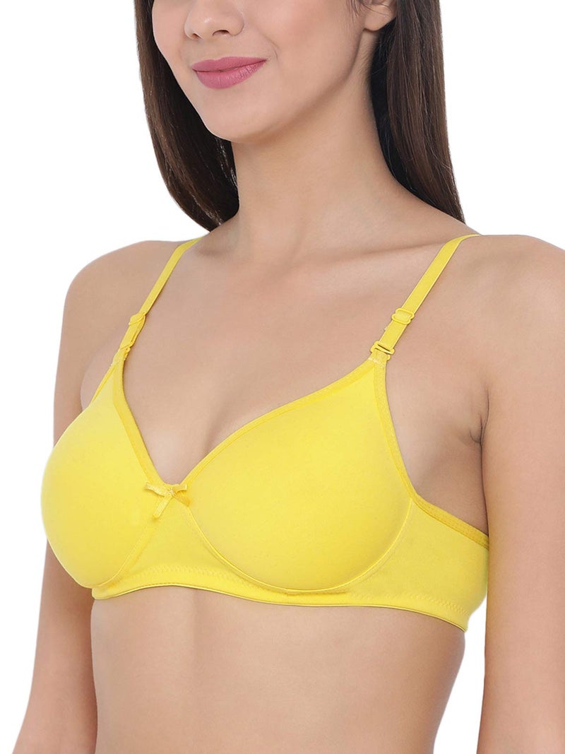 Clovia Women's Cotton Rich Solid Padded Demi Cup Wire Free Push-Up Bra (BR1643P02_Light Yellow_34B) - Image 4
