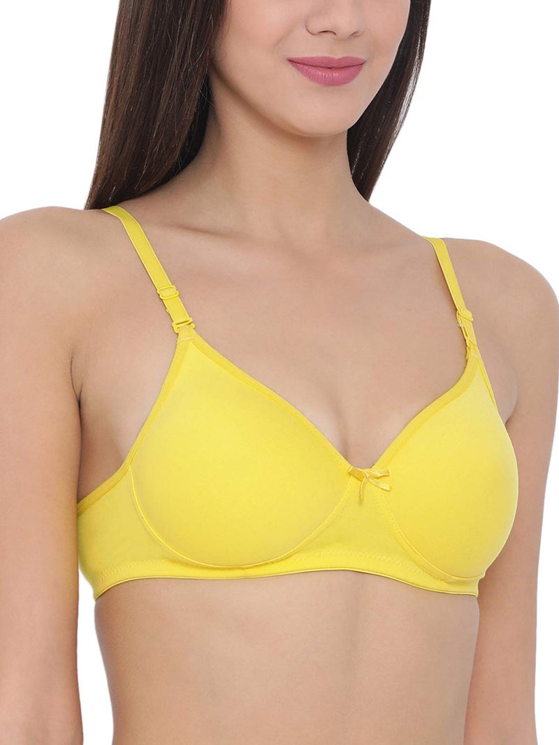 Clovia Women's Cotton Rich Solid Padded Demi Cup Wire Free Push-Up Bra (BR1643P02_Light Yellow_34B) - Image 3