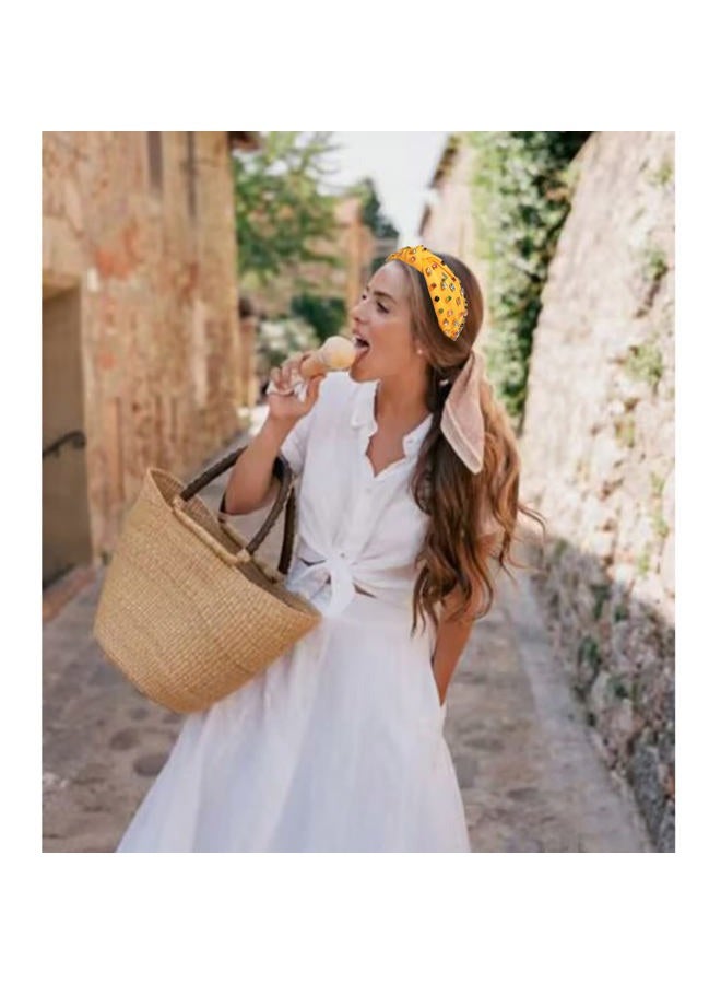 NVENF Crystal Knotted & Beaded Jeweled Wide Top Knot Summer Headpieces, Fashion Headbands - Image 3