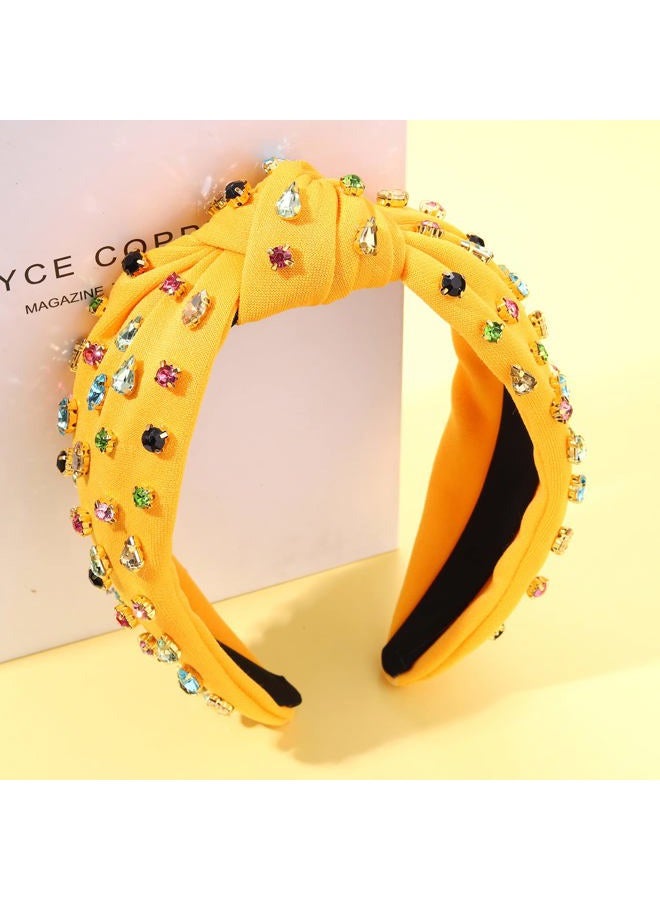 NVENF Crystal Knotted & Beaded Jeweled Wide Top Knot Summer Headpieces, Fashion Headbands - Image 5
