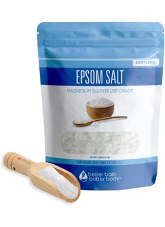 Better Bath Better Body Epsom Salt 5 Lbs Bulk Bag USP Grade Multipurpose Unscented in BPA Free Pouch with Easy Press Lock Seal Plus Bamboo Scoop 