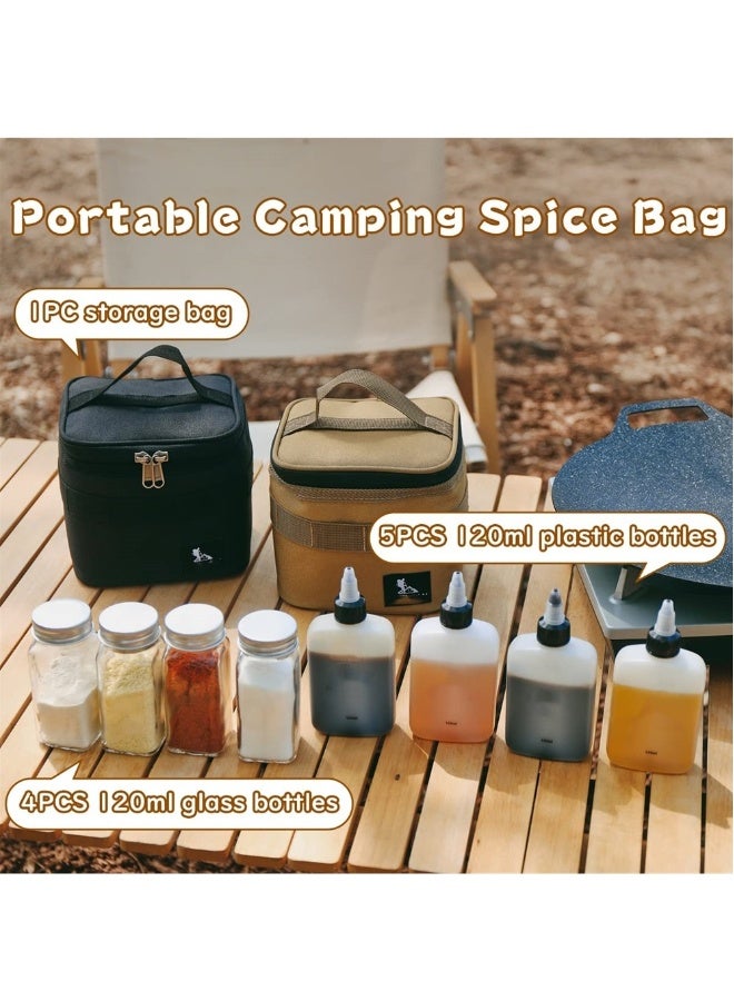 Portable Spice Bag with 9 Seasoning Bottles, Travel Spice Kit, Outdoor Spice Container Seasoning Bottle Holder, Separable Storage Bag for Outdoor Travel Camping BBQ Picnic - Image 2