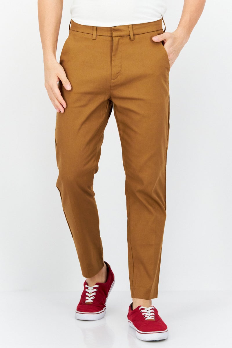 Celio Men Regular Fit Solid Chino Pants, Tan - Image 1