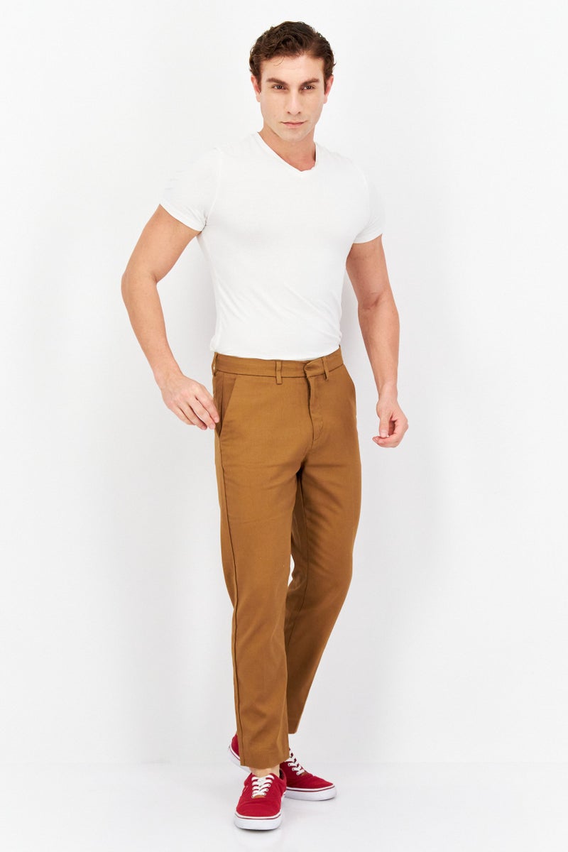 Celio Men Regular Fit Solid Chino Pants, Tan - Image 4