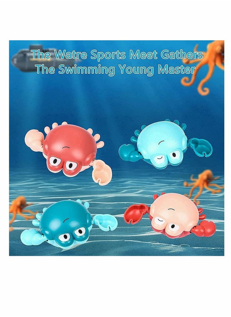 NIBEMINENT - Bath Toys, Wind-up Swimming Crab Interactive Baby Toys for 1-5 Year Old Boy Girls Birthday Gifts Multi-Colors, 4 Pcs Set - Image 1