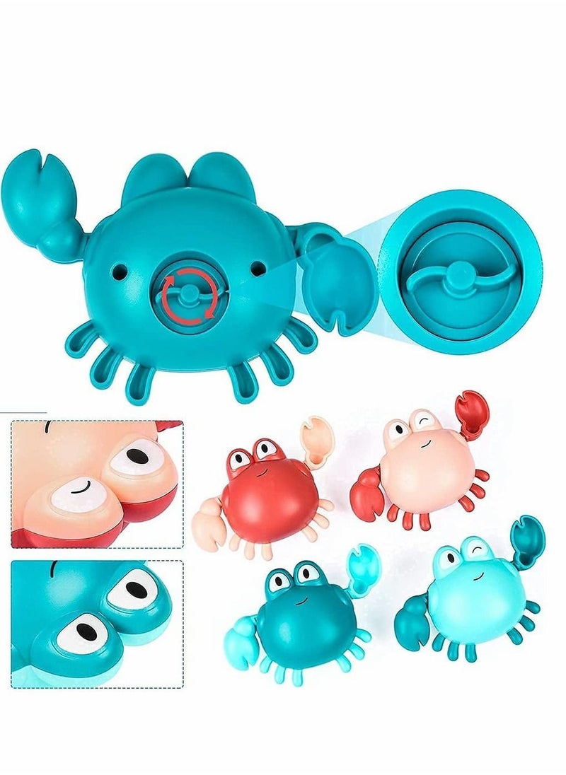 NIBEMINENT - Bath Toys, Wind-up Swimming Crab Interactive Baby Toys for 1-5 Year Old Boy Girls Birthday Gifts Multi-Colors, 4 Pcs Set - Image 1