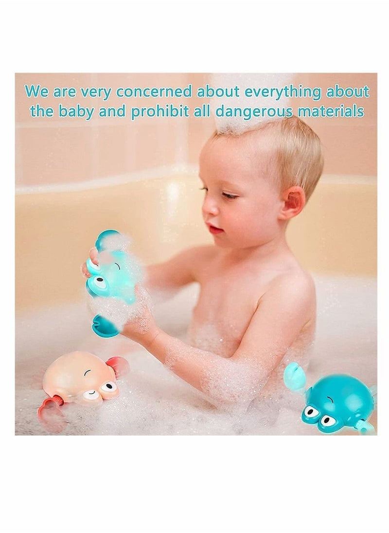 NIBEMINENT - Bath Toys, Wind-up Swimming Crab Interactive Baby Toys for 1-5 Year Old Boy Girls Birthday Gifts Multi-Colors, 4 Pcs Set - Image 1