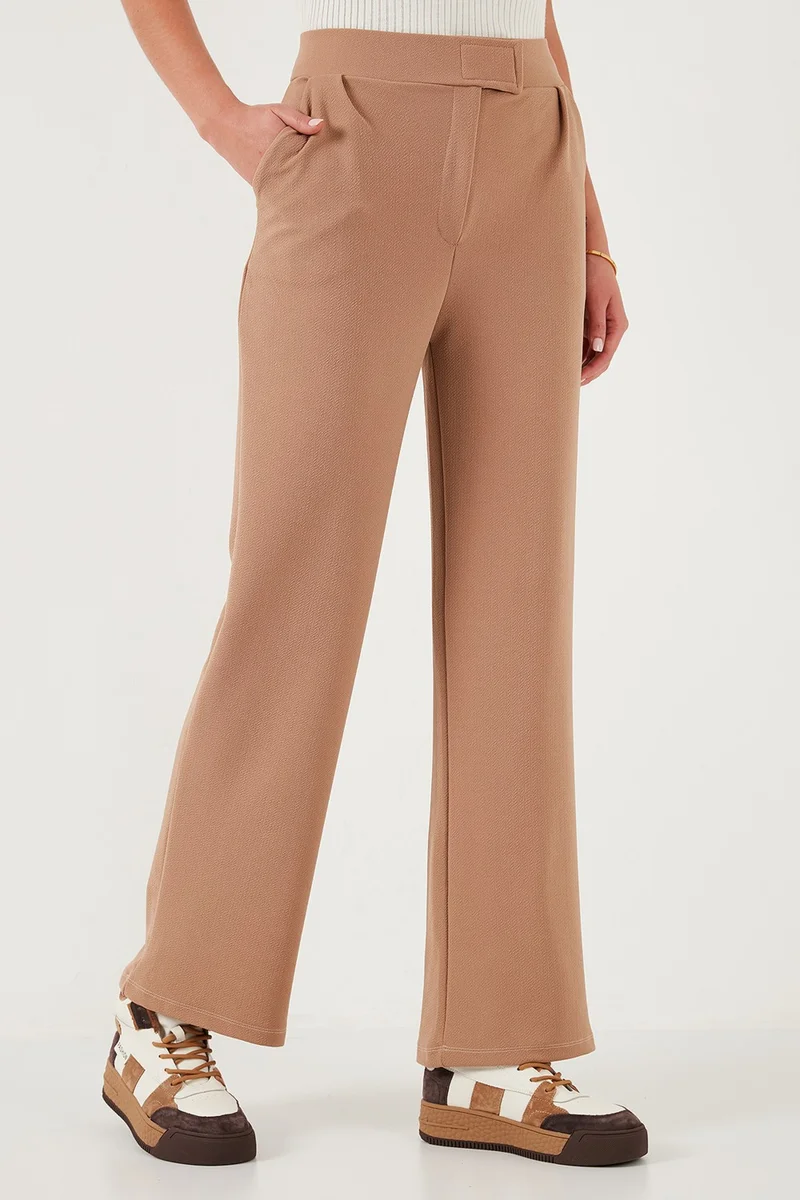 ليلا Regular Fit High Waist Wide Leg Trousers Women's Trousers 5861279