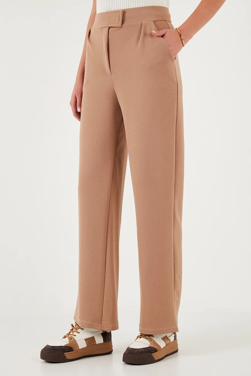 ليلا Regular Fit High Waist Wide Leg Trousers Women's Trousers 5861279