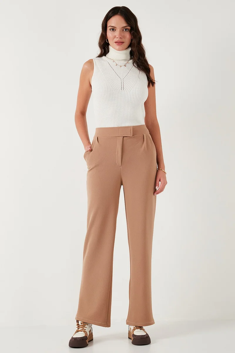 ليلا Regular Fit High Waist Wide Leg Trousers Women's Trousers 5861279
