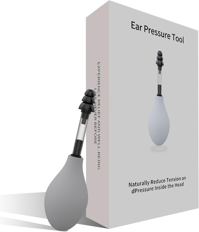 XYZDreams Ear Pressure Relief Device Migraine Relief Cap  Airplane Ear Pressure Relief Through Inner Ear Pressure Balance Reduces Tension Ear Popper Ear Relief Device Grey - Image 1