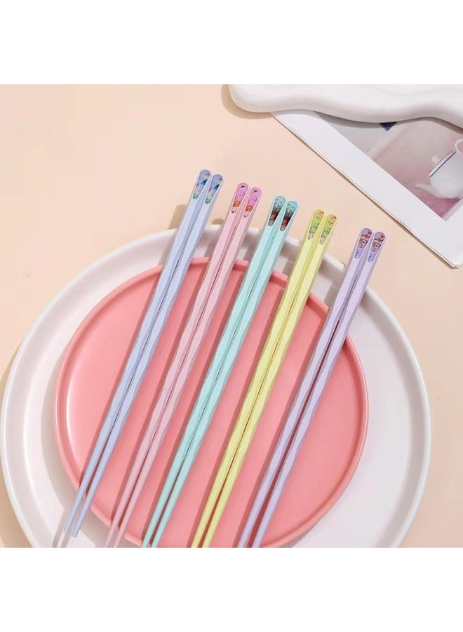 Factory Wholesale Alloy Chopsticks Household High-end Family New Chopsticks One-color Meal High Temperature Resistant Nail Chopsticks-Color:White And Silver Mixed (paper Card 5 Pairs)-Specifications:24cm  - Image 4
