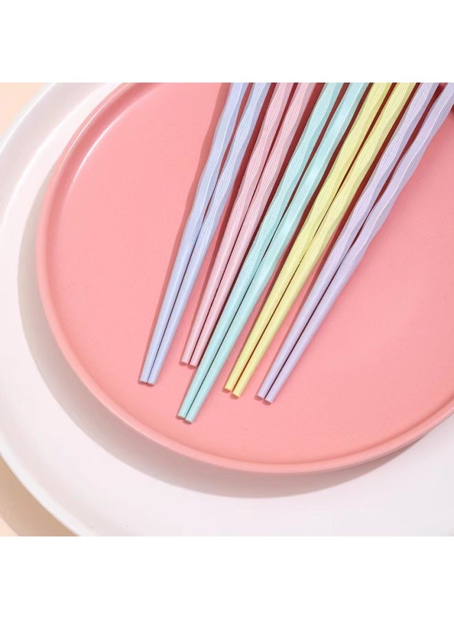 Factory Wholesale Alloy Chopsticks Household High-end Family New Chopsticks One-color Meal High Temperature Resistant Nail Chopsticks-Color:White And Silver Mixed (paper Card 5 Pairs)-Specifications:24cm  - Image 5