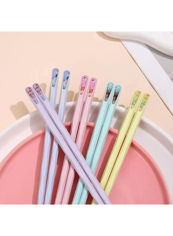 Factory Wholesale Alloy Chopsticks Household High-end Family New Chopsticks One-color Meal High Temperature Resistant Nail Chopsticks-Color:White And Silver Mixed (paper Card 5 Pairs)-Specifications:24cm  - Image 3