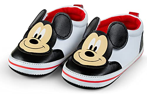 Disney Mickey Mouse White Infant Shoes – Easy Hook and Loop Closure, Easy On and Off – Size 12-18 Months - Image 1