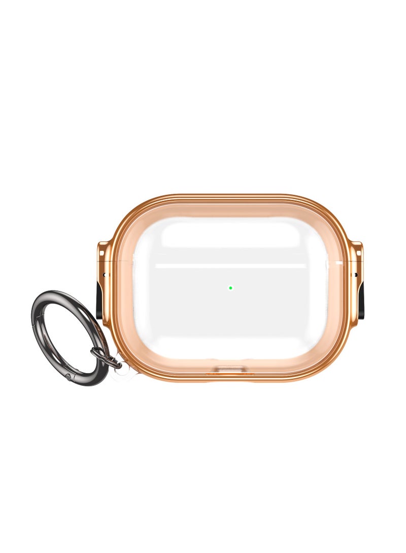 General New Airpods 3rd generation protective case Apple earphone case electroplating transparent buckle protective case (rose gold + transparent)  - Image 1