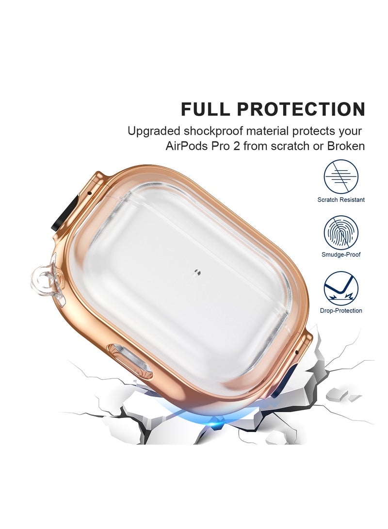 General New Airpods 3rd generation protective case Apple earphone case electroplating transparent buckle protective case (rose gold + transparent)  - Image 4