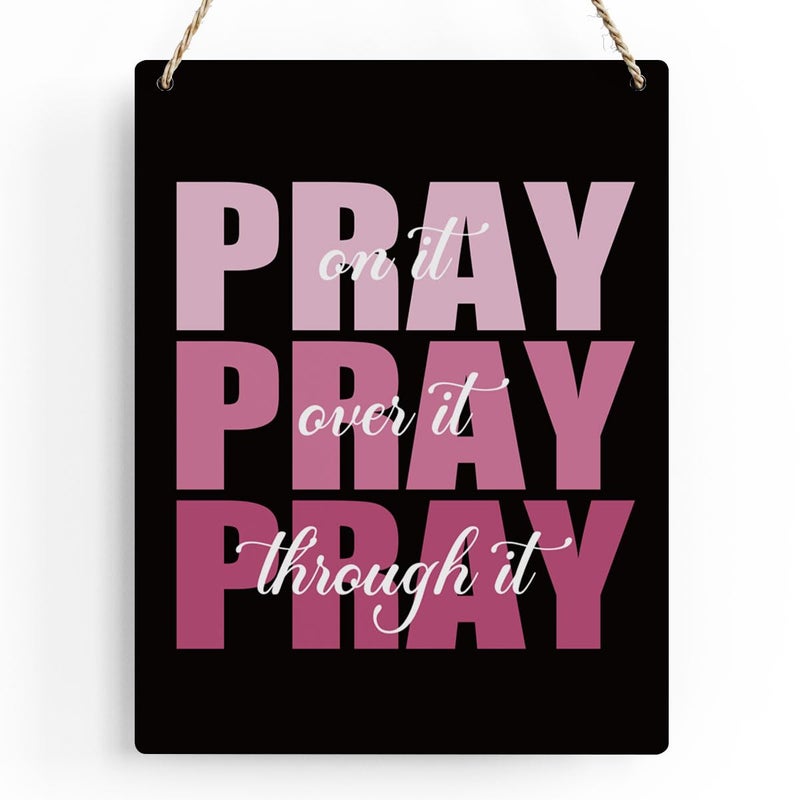 Bellowdeer Pink Wall Decor Inspirational Pray Over It Wooden Sign Pink Pink Giftal For Women Pink Decor for Home Office Bather Room Bedroom Art Decor - Image 1