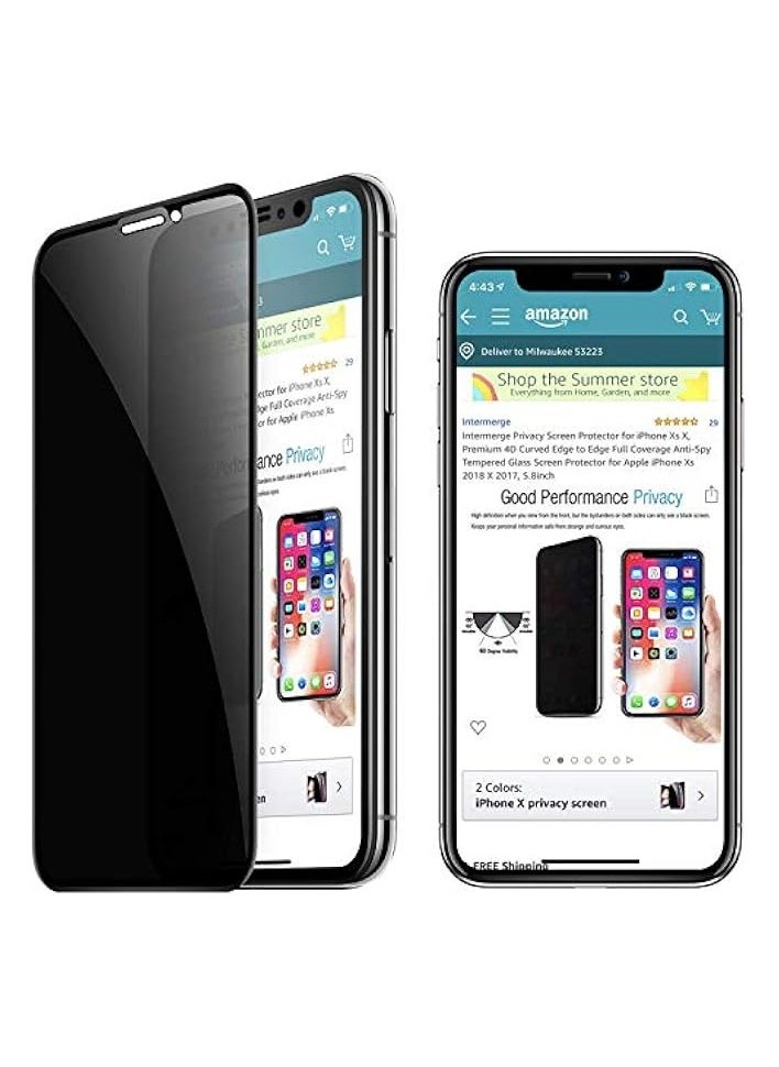 PROMASS - Anti-Spy Privacy Full Coverage Super Clear 9H Hardness Tempered Glass Screen Protector for iPhone XS/X - Image 1