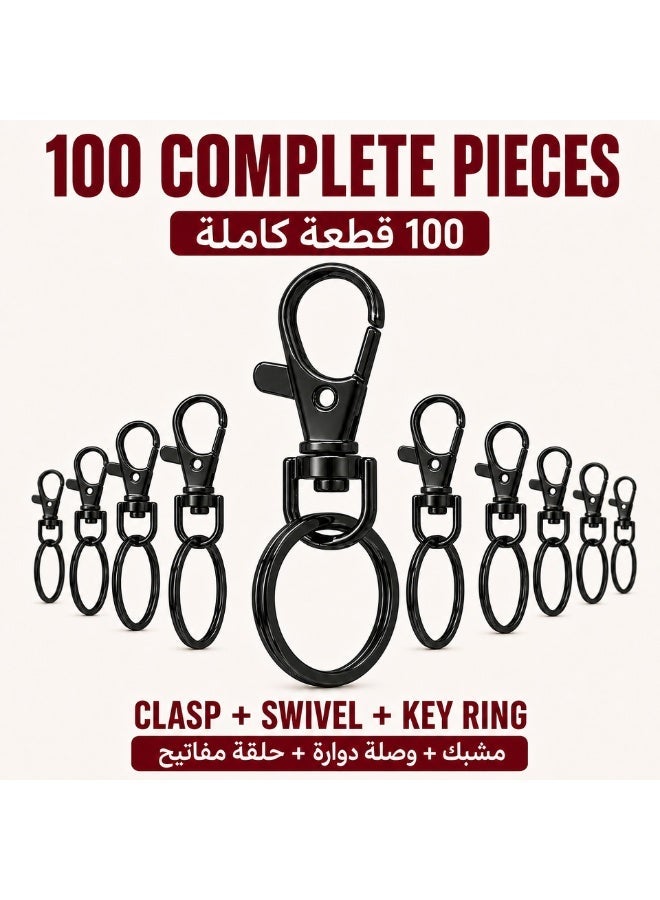 كيامور KeyAmor طقم 200 قطعة أدوات علاقات مفاتيح DIY أسود مع مشابك دوارة وحلقات تقسيم وسلاسل وحلقات فتح - Image 3