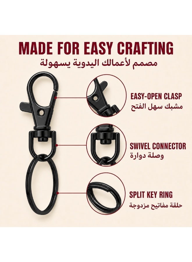 كيامور KeyAmor طقم 200 قطعة أدوات علاقات مفاتيح DIY أسود مع مشابك دوارة وحلقات تقسيم وسلاسل وحلقات فتح - Image 4