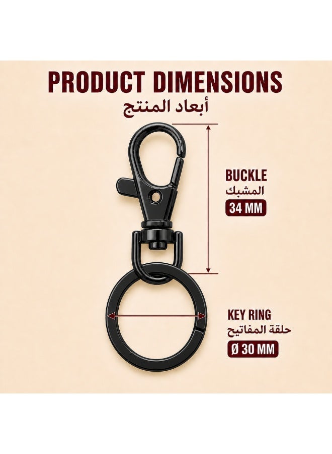 كيامور KeyAmor طقم 200 قطعة أدوات علاقات مفاتيح DIY أسود مع مشابك دوارة وحلقات تقسيم وسلاسل وحلقات فتح - Image 5