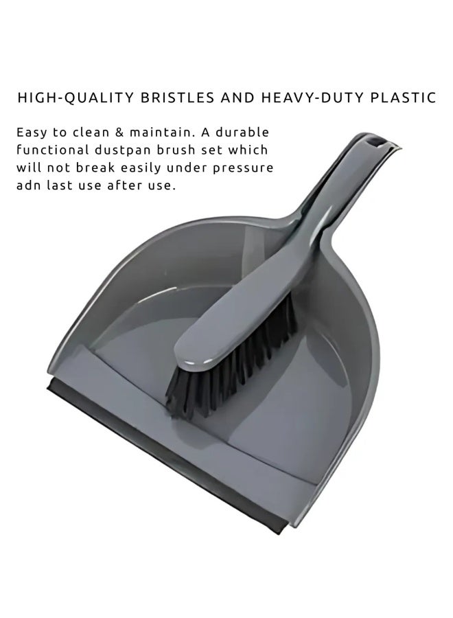 VIO Assorted Grey Color 5 in 1 Multipurpose Cleaning Brush Set with Handle Home Kitchen Cleaning Brushes 5 Piece Dustpan Set with Dust Brush Scrub Brush Dish Brush Squeegee Household Cleaning Tools - Image 2
