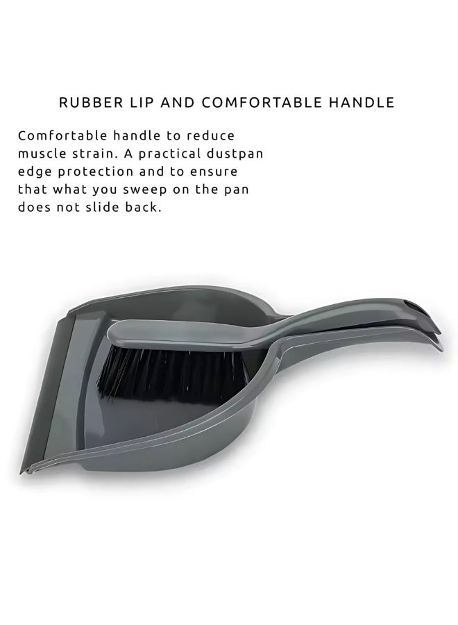 VIO Assorted Grey Color 5 in 1 Multipurpose Cleaning Brush Set with Handle Home Kitchen Cleaning Brushes 5 Piece Dustpan Set with Dust Brush Scrub Brush Dish Brush Squeegee Household Cleaning Tools - Image 4