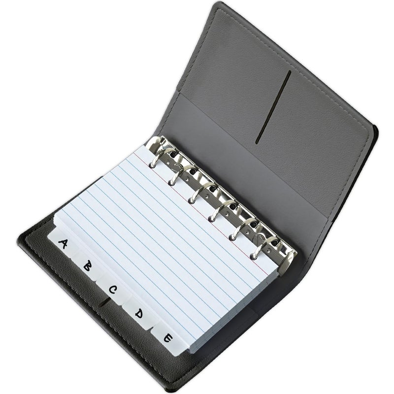 Olivo 3x5 Lined Index Cards with Ring Binder Holder and Dividers, 100 Note Cards, Black - Image 1