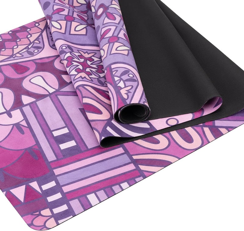 MicaYoung Travel Non Slip Foldable Suede Yoga Mat with Bag - 72" x 24" - Purple - Image 4