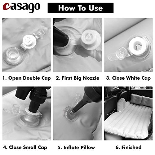Casago Inflatable Car Air Mattress with 2 Pillows & Air Pump Portable Compact Twin Size Back Seat Soft Sleeping Bed for Baby (Beige) - Image 3
