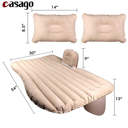 Casago Inflatable Car Air Mattress with 2 Pillows & Air Pump Portable Compact Twin Size Back Seat Soft Sleeping Bed for Baby (Beige) - Image 2