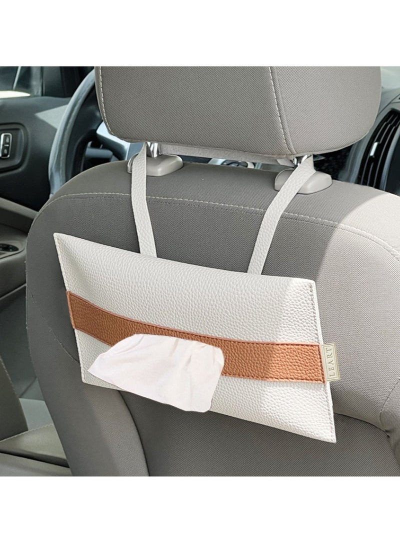 LeArt Leather Car Tissue Holder – Hanging Tissue Box Holder for Car | Tissue Box for Car | Car Accessories Interior | Car Tissue Box | Hanging Tissue Box Holder (Camel) - Image 1
