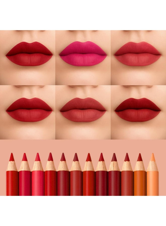 هدى كراش مجموعة أقلام تحديد الشفاه سوبر مات من هودا كراش، 12 قلمًا - مقاوم للماء، لون طبيعي، متعدد الألوان، يدوم طويلًا للنساء والفتيات - Image 4