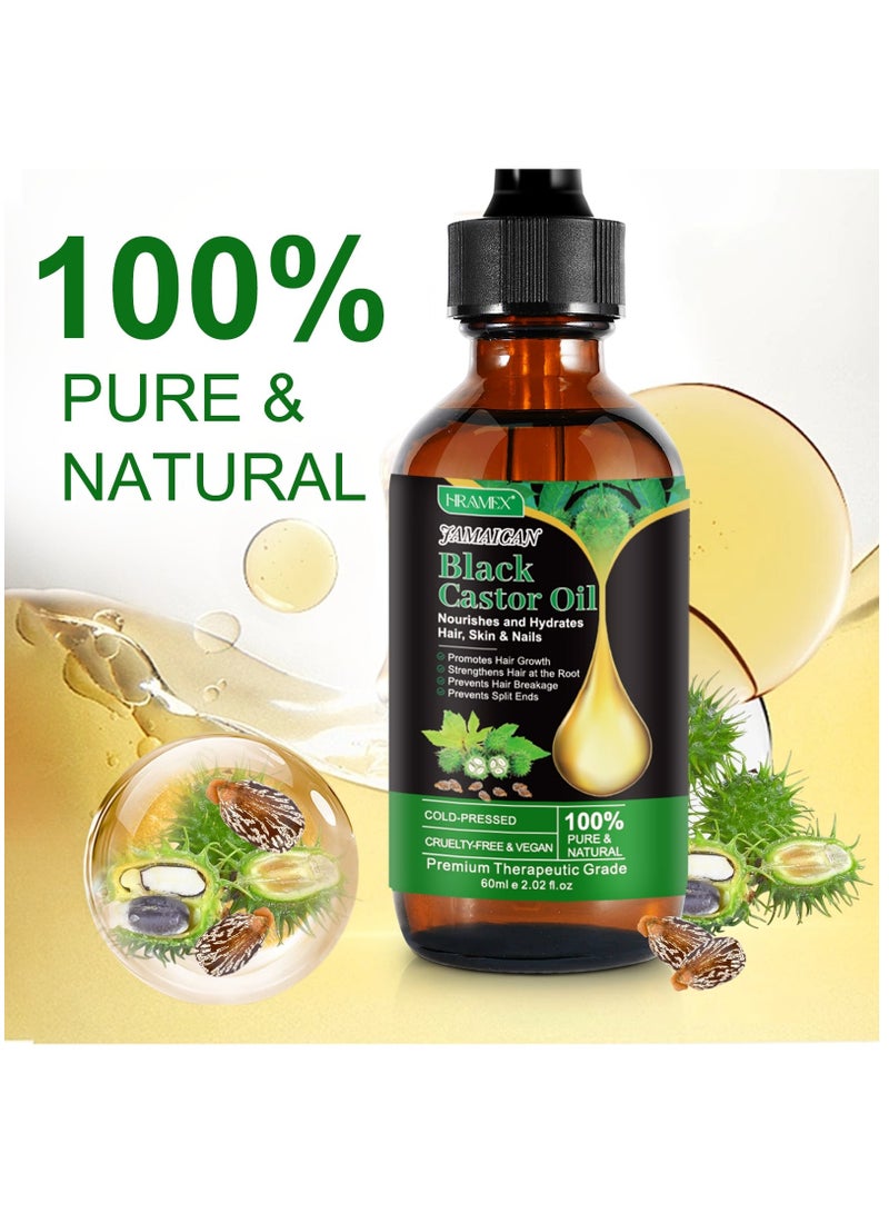 HRAMEX 60ml Jamaican Black Castor Oil for Hair 100% Pure Cold Pressed Stimulate Growth for Hair Eyelashes Eyebrows Nails Skin Moisturizer Hair Oil and Body Oil Moisturizing Massage Oil - Image 5