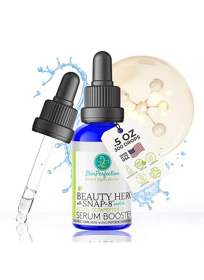 سكين بيرفيكشن سيروم Skin Perfection Snap 8 Peptides للوجه - سيروم ببتيد مضاد للشيخوخة للخطوط الدقيقة والتجاعيد - ببتيد وجه منزلي الصنع مع حمض الهيالورونيك، أقدام الغراب، مزيج منزلي الصنع مع أي مستحضر للعناية بالبشرة، 0.5 أونصة  - Image 1