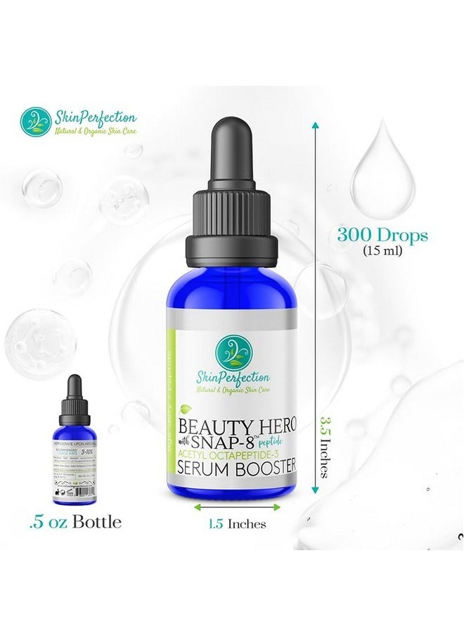 سكين بيرفيكشن سيروم Skin Perfection Snap 8 Peptides للوجه - سيروم ببتيد مضاد للشيخوخة للخطوط الدقيقة والتجاعيد - ببتيد وجه منزلي الصنع مع حمض الهيالورونيك، أقدام الغراب، مزيج منزلي الصنع مع أي مستحضر للعناية بالبشرة، 0.5 أونصة  - Image 5