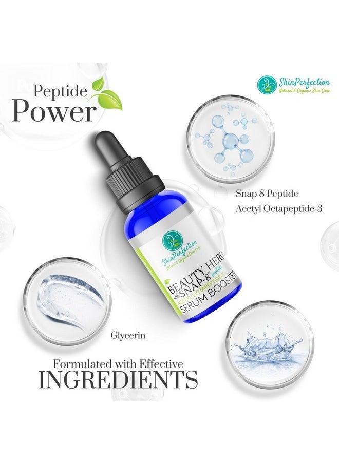 سكين بيرفيكشن سيروم Skin Perfection Snap 8 Peptides للوجه - سيروم ببتيد مضاد للشيخوخة للخطوط الدقيقة والتجاعيد - ببتيد وجه منزلي الصنع مع حمض الهيالورونيك، أقدام الغراب، مزيج منزلي الصنع مع أي مستحضر للعناية بالبشرة، 0.5 أونصة  - Image 3