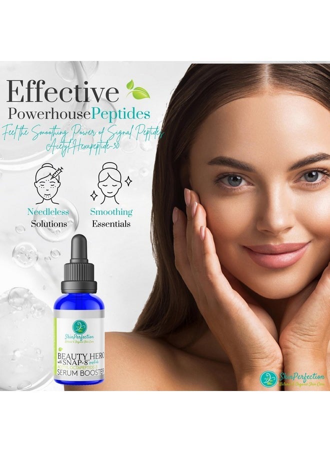سكين بيرفيكشن سيروم Skin Perfection Snap 8 Peptides للوجه - سيروم ببتيد مضاد للشيخوخة للخطوط الدقيقة والتجاعيد - ببتيد وجه منزلي الصنع مع حمض الهيالورونيك، أقدام الغراب، مزيج منزلي الصنع مع أي مستحضر للعناية بالبشرة، 0.5 أونصة  - Image 2