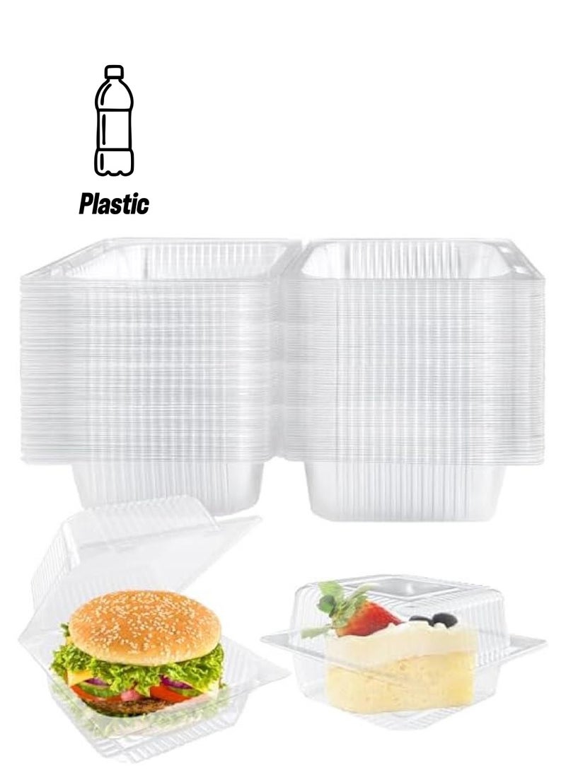 Arabest - 50 Pieces Clear Plastic Take Out Containers, Square Hinged Food Container with Lids, Disposable Clamshell Dessert Boxes for Salad, Pasta, and Hamburger (5.3 x 4.7 x 2.8 inches) - Image 1