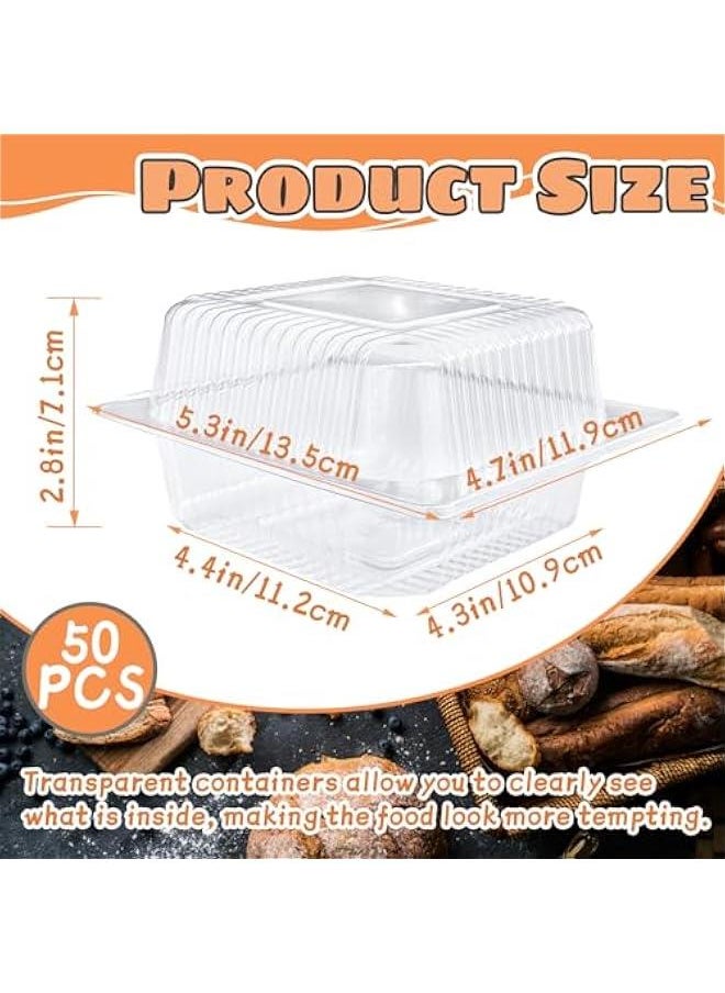 Arabest - 50 Pieces Clear Plastic Take Out Containers, Square Hinged Food Container with Lids, Disposable Clamshell Dessert Boxes for Salad, Pasta, and Hamburger (5.3 x 4.7 x 2.8 inches) - Image 1