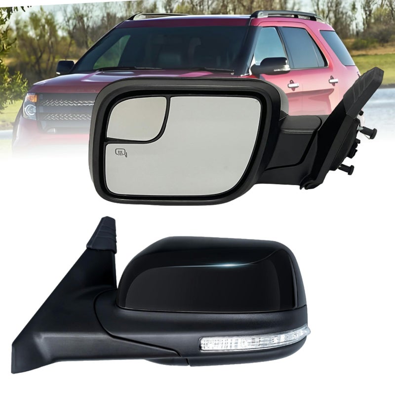 Driver Side Mirror Compatible with Ford Explorer 20112019 with Blind Spot Glass Turn Signal Light Puddle Light Heated Power Glass 7Pins Rear View Door Mirror