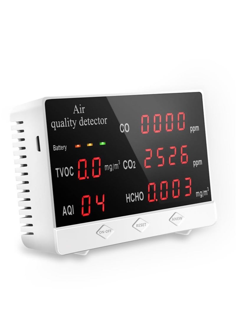 Multifunctional Air Quality Monitor - Real-Time CO2, HCHO, TVOC & AQI Tester for Home, Office & Car - Image 1