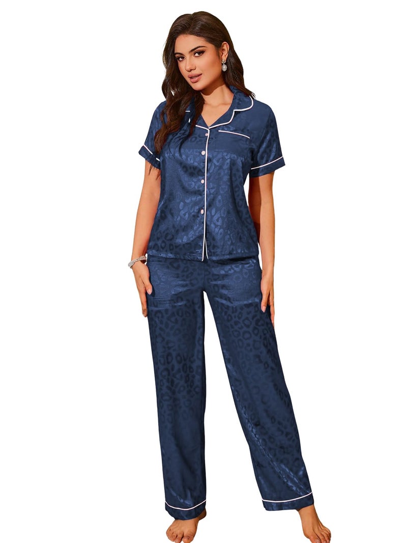 TOPLOT Womens Night Dress || Women’s Pyjama Set with Top & Pants||Sleepwear for Women (Women-Night-Wear-5264-Navy-L) - Image 5
