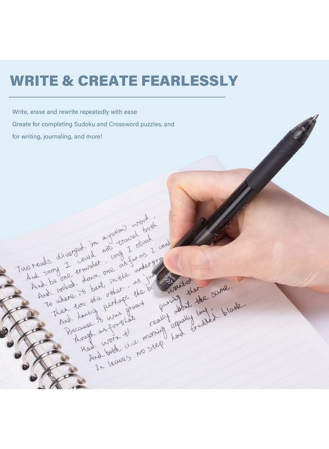 ParKoo Retractable Erasable Gel Pens Twistwrite Fine Point 0.7 Mm Make Mistake Disappear 12 Black Ink Pens For Drawing Writing Planners And Crossword Puzzles - Image 5