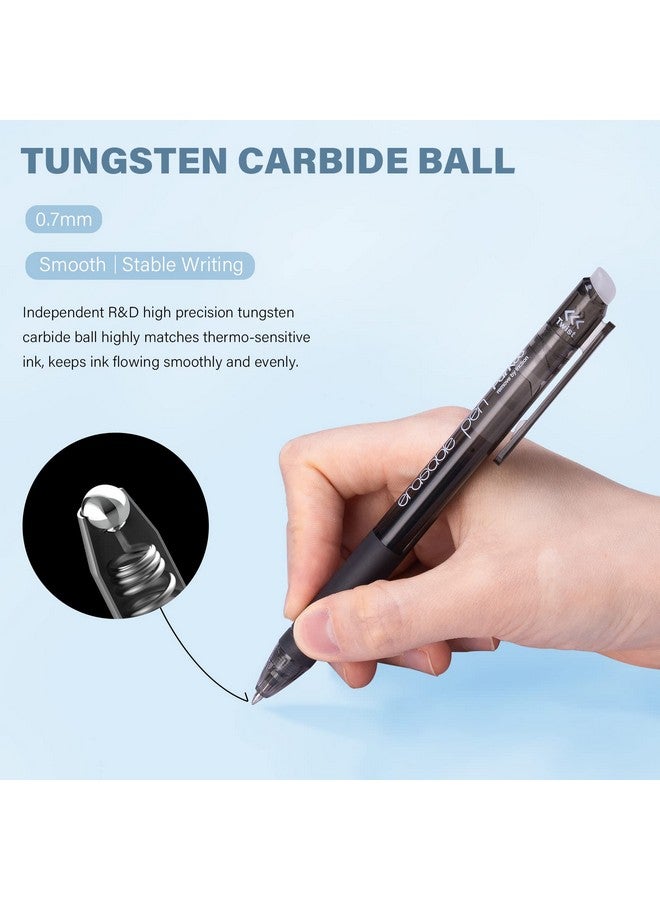 ParKoo Retractable Erasable Gel Pens Twistwrite Fine Point 0.7 Mm Make Mistake Disappear 12 Black Ink Pens For Drawing Writing Planners And Crossword Puzzles - Image 3