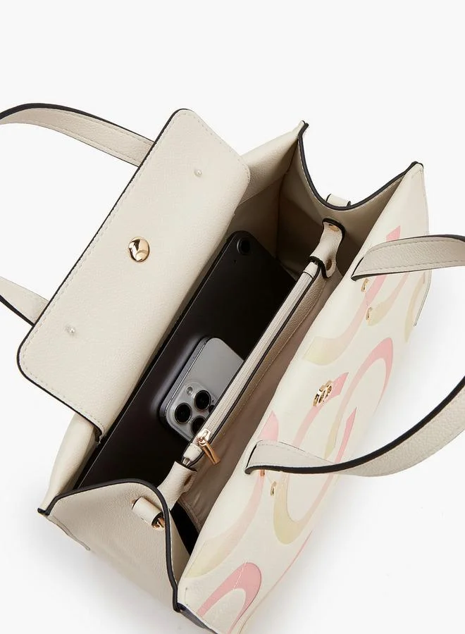 Celeste BEIGE Printed Tote Bag With Double Handles for Women | Best Price UAE