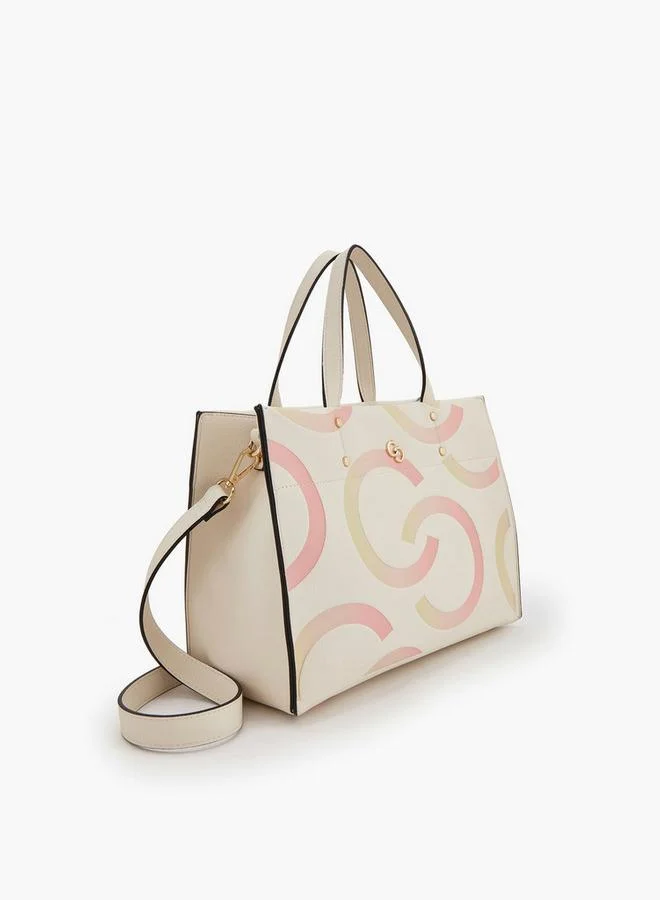 Celeste BEIGE Printed Tote Bag With Double Handles for Women | Best Price UAE